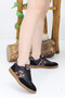 Leopard Patterned Women's Casual Sports Shoes – Black Comfortable Sole Sneaker