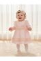 NEWBORN GIRL LONG SLEEVE SALMON FLORAL RUFFLED DRESS SET - 2