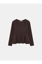 10824 Crew Neck Peplum Knitwear Top-Dark Brown - 6