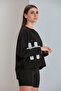 Black Printed Crew Neck Sweatshirt - Two Thread - 7