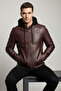 Alfa Bordo Hooded Genuine Leather Men's Coat - 3
