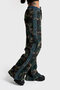 Women's Camouflage Color Palazzo Fit Striped Detail Special Design Trousers - 2