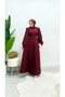 Balloon Sleeve Hijab Dress with Waist Tie - 3