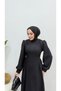 Balloon Sleeve Hijab Dress with Waist Tie - 5