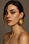 Large Gold Black Framed Pearl Women's Earrings