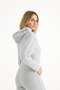Liva Light Gray Hooded Cardigan and Sweatpants Thick Bottom-Top Set - 8