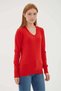 Flexible V-Neck Red Women's Sweater 25K0778K1