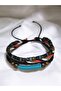 Spring Themed Wood, Metal and Bead Embroidered Leather & Rope Wrapped Adjustable Bracelet - 3
