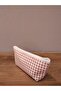 Pink Tiny Gingham Washable Zippered Single Eye Cloth Pen Holder - 4