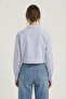 Gold Cvc Textured “High-Waist” Cut Striped Crop Shirt - 4