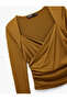 Long Sleeve Slim Fit Double-Breasted V-Neck Satin Blouse - 5