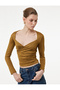 Long Sleeve Slim Fit Double-Breasted V-Neck Satin Blouse