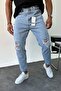 Boyfriend men's ice blue jeans trousers with ripped details Mz077 - 2