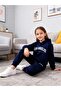 Kids Girls/Boys Navy Blue Los Angeles Patterned Bottom Top Tracksuit Set, Relaxed Fit - 2