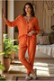 Women's Muslin Top and Bottom Pajama Set - Organic Bohemian Concept Loose Fit - 4