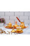 6-Person Embroidered Copper Cup Set, Set (Tray Turkish Delight Bowl, 6 Cups, 6-Person Coffee Pot) - 4