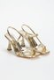 Women's Gold Ankle Adjustable Stylish Piping Detailed Evening Dress Shoes and Bag Combination - 7