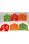 Wooden House Shaped Christmas Tree Ornament - Set of 6 - 3