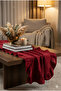 Natural Red Frilly Linen Runner - 40X110 cm - 7
