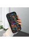 Samsung Galaxy A24 Compatible Black Silicone Graffiti Pattern Lens Protection Phone Case