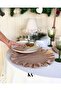 6-Piece Sienna Linen Round Ruffle Detailed American Dinner Plate/Soup Plate Brown - 5