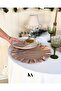 4-Piece Sienna Linen Round Ruffle Detailed American Dinner Plate/Soup Plate Brown - 6