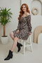 Women's Leopard Print Long Sleeve Square Neck Mini Dress – Strapless Wearable Stretchy Fabric - Mjn1011 - 4