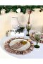 4-Piece Sienna Linen Round Ruffle Detailed American Dinner Plate/Soup Plate Brown - 4