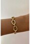 Xuping Oval Ring Detailed Basic Gold Bracelet - 3