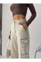 High Waist 3 Cargo Pocket Piece Tinted Loose Legs - 8