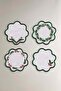 Embroidered Linen 4-Piece Cocktail Napkin Set, Coasters 4/15X15 cm