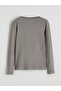 Brown Boat Neck Corded Fabric Blouse - 5
