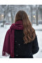 Burgundy Long Tassel 40X210 cm Shoulder Shawl - 5