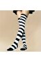 Black-White Above Knee Striped Socks - 6