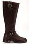 Brown Women's Boots Flat Heeled with Ankle Belt - 3