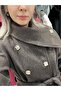 Premium Quality Long Women's Cashmere Coat |   Stylish Coat with Collar and Button Detailing - 2