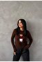 Women's Brown Teddy Bear Crew Neck Knit Sweater - 2