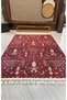 Knitted Fringed Red Rug Decorative Living Room Carpet Machine Washable Kitchen Rug Non-Slip Floor Mat - 3