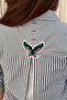 Women's Lace and Butterfly Patterned 100% Cotton Shirt - Black - 6