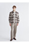 Beige Regular Fit Plaid Wool Blend Cashmere Men's Shirt Jacket - 2