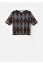 Short Sleeve Diamond Pattern Sweater - 3