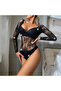Fishnet Bodystocking Lingerie for Women Sexy See Through Mesh Lingerie, Black - 5