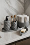 Decorative 5 Piece Design Bathroom Set Liquid Soap Dispenser Solid Soap Holder Toothbrush Holder Tray and Towel Holder Bowl - 4