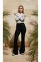 Women's Black Stretch Fabric Stretchy Stretch Fabric High Waist Spanish Jeans Pants - 3