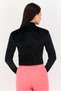 Women Sportswear Fit Quarter Zip Long Sleeve Outdoor Top, Black - 2