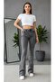 Women's Snow Gray Stretch Fabric Stretchy Stretch Fabric High Waist Spanish Jeans Pants - 3