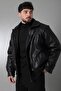 Winter Filled Fur Inside O Oversized Faux Leather Coat Kmd_50502 - 4