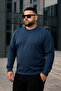 Men's Casual Plus Size Loose Blue Long Sleeve T-Shirt - 2