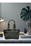 Women's Khaki Waterproof Quilted Shoulder & Hand Bag – 3 Compartments Long Strap (30X25X12 cm) - 4