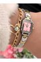 Minimal Case, Pink Dial, Yellow Steel Band, Women's Wristwatch, Bracelet Gift - 3
